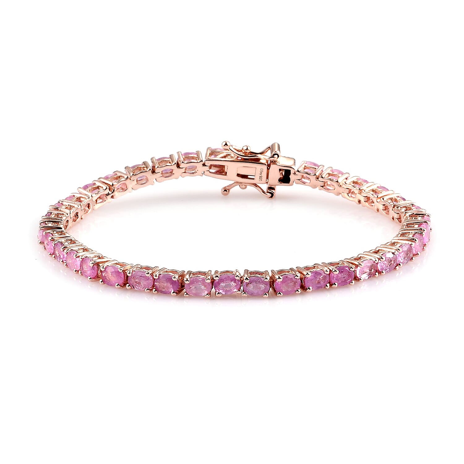 Ilakaka Hot Pink Sapphire Tennis Bracelet in Vermeil RG Over Sterling Silver (6.00 In) (8.70 g) 8.20 ctw