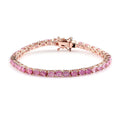 Ilakaka Hot Pink Sapphire Tennis Bracelet in Vermeil RG Over Sterling Silver (6.00 In) (8.70 g) 8.20 ctw - Sticky add to cart bar