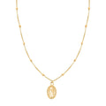 14K Yellow Gold Beaded Virgin Mary Chain Necklace 18 Inches 2.70 Grams - Sticky add to cart bar