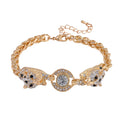 Black and White Austrian Crystal, Enameled Bracelet in Goldtone (7.50-9.50In) - Sticky add to cart bar