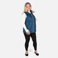 TAMSY Olive Quilted Knit Zip Front Vest - XXS