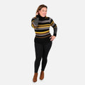 TAMSY Yellow and Black Stripped Rib Knit Turtleneck - XS - Sticky add to cart bar
