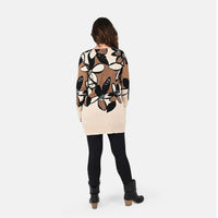 TAMSY Brown and Cream Floral Cardigan - S