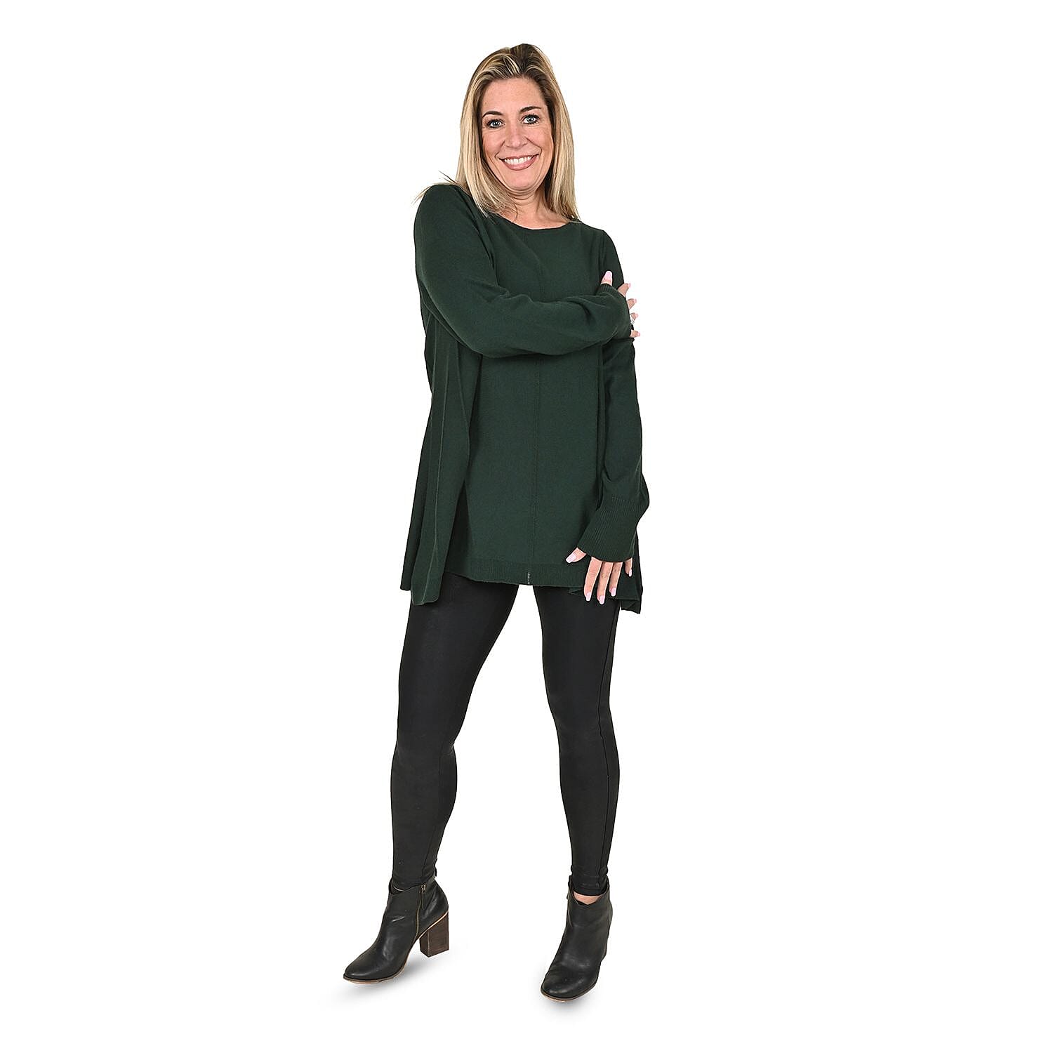 TAMSY Green Button Down Cardigan with Lace Trim - XS
