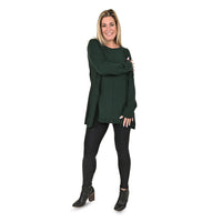 TAMSY Green Button Down Cardigan with Lace Trim - XS
