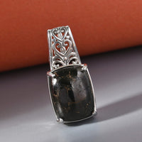 Matrix Silver Shungite Solitaire Pendant in Platinum Over Copper 7.80 ctw