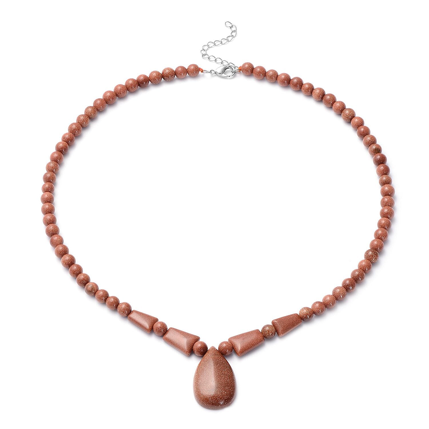 Galilea Rose Quartz Beaded Tribal Necklace 18-20 Inches in Silvertone 132.00
