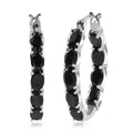 D'Joy Elite Shungite Hoop Earrings, Shungite Hoops, Sterling Silver Hoop Earrings, Silver Hoops, Latch Back Hoops, Hoops For Women 4.25 ctw - Sticky add to cart bar