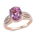 AAA Patroke Kunzite and Moissanite Ring in Vermeil Rose Gold Over Sterling Silver (Size 9.0) 5.60 ctw - Sticky add to cart bar