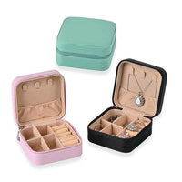 Set of 3 Rose Red, Pink and Black Faux Leather & Velvet Jewelry Box (3.94"x3.94"x1.97")