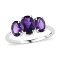 Doorbuster African Amethyst 3 Stone Ring in Sterling Silver (Size 10.0) 1.50 ctw - Sticky add to cart bar