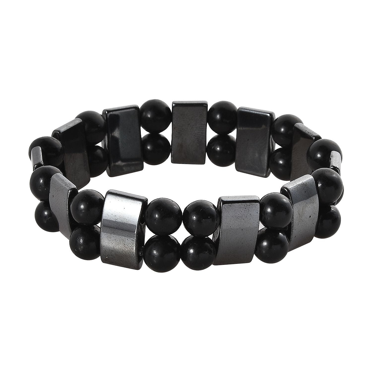 Hematite and Shungite Stretch Bracelet 222.00 ctw