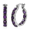 Doorbuster African Amethyst Hoop Earrings in Stainless Steel 5.35 ctw - Sticky add to cart bar