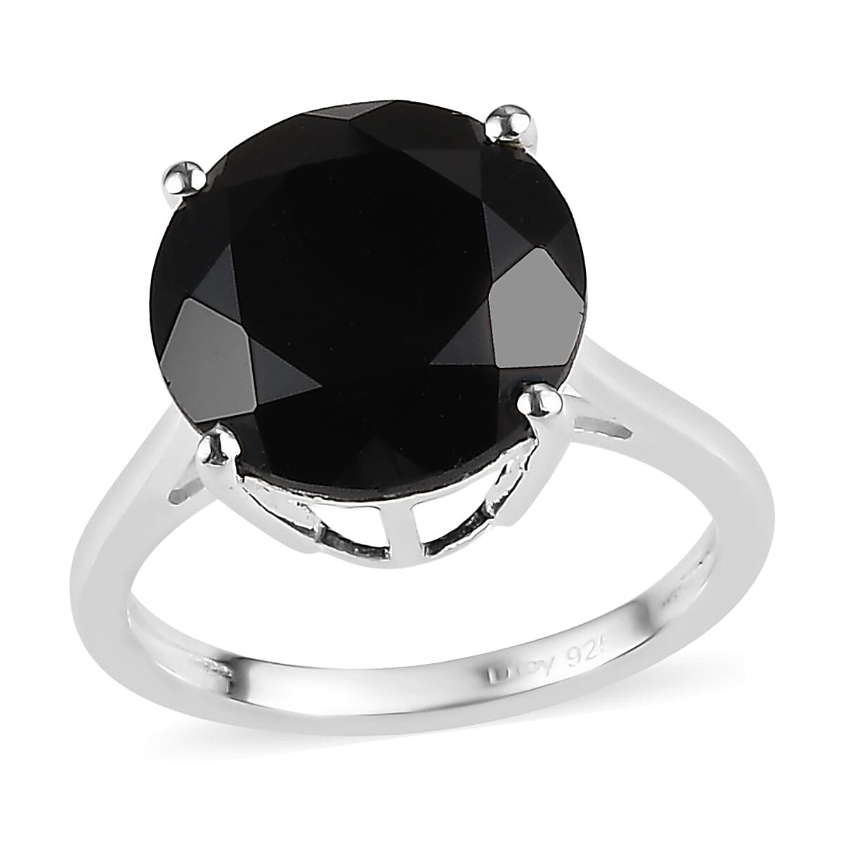 Doorbuster Thai Black Spinel Solitaire Ring in Sterling Silver (Size 10.0) 6.75 ctw