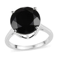 Doorbuster Thai Black Spinel Solitaire Ring in Sterling Silver (Size 10.0) 6.75 ctw - Sticky add to cart bar