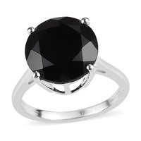 Doorbuster Thai Black Spinel Solitaire Ring in Sterling Silver (Size 10.0) 6.75 ctw