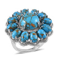 Doorbuster Karis Mojave Blue Turquoise Floral Ring in Platinum Bond (Size 10.0) 15.75 ctw - Sticky add to cart bar