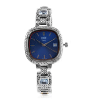 Bali Legacy EON 1962 Multi Gemstone Swiss Movement Bracelet Watch in Sterling Silver (Up to 7.50 in) (25 g) 9.00 ctw