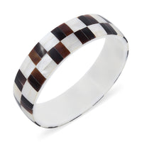 Shell Inlay with White Resin Bangle Bracelet (7.50 In)