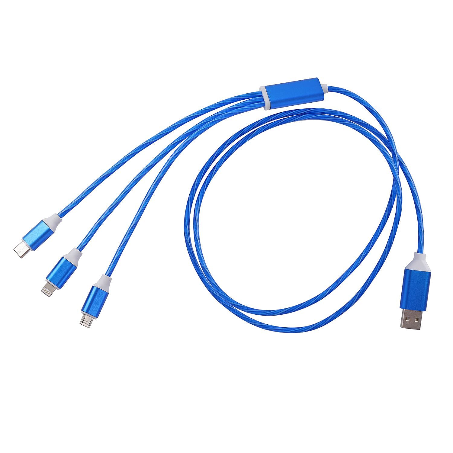 2pcs Set 3 in 1 Light Moving Charging Cable - Blue (47.24")