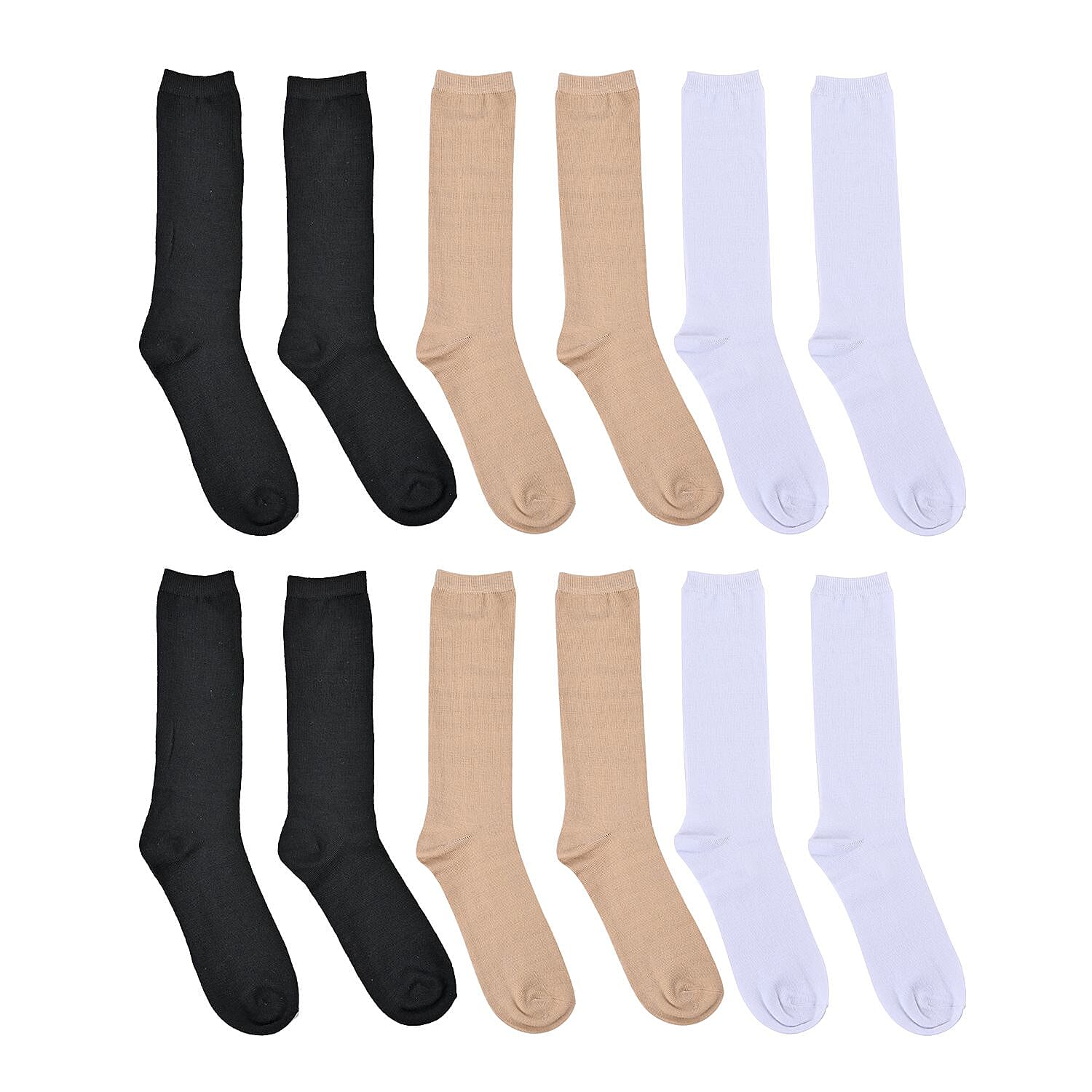 Set of 6 Multi Color Pair Calf Socks