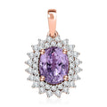 Luxoro 10K Rose Gold AAA Patroke Kunzite and Moissanite Floral Pendant 2.60 ctw - Sticky add to cart bar