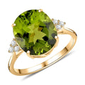 Certified & Appraised Luxoro 10K Yellow Gold AAA Peridot, Diamond (G-H, SI) Ring (Size 10.0) 5.00 ctw - Sticky add to cart bar