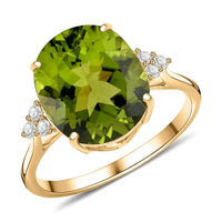 Certified & Appraised Luxoro 10K Yellow Gold AAA Peridot, Diamond (G-H, SI) Ring (Size 10.0) 5.00 ctw