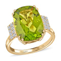 Certified and Appraised Luxoro 10K Yellow Gold AAA Peridot and I1 Diamond Ring 7.00 ctw - Sticky add to cart bar