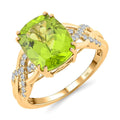 Certified and Appraised Luxoro 10K Yellow Gold AAA Peridot and G-H SI Diamond Ring (Size 10.0) 4.50 ctw - Sticky add to cart bar