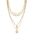 Set of 4 Multi Strand Coin Charm Link Chain Necklace (16, 18, 20, 22 Inches) in Stainless Steel - Sticky add to cart bar