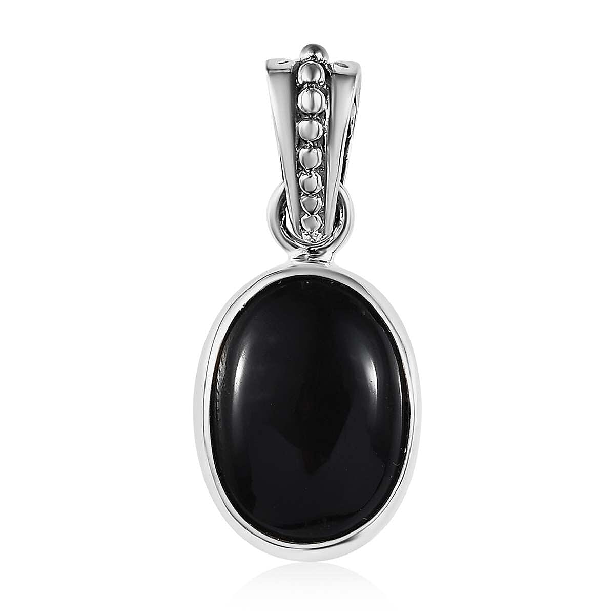 Mexican Velvet Obsidian 5.50 ctw Solitaire Pendant without Chain in Sterling Silver