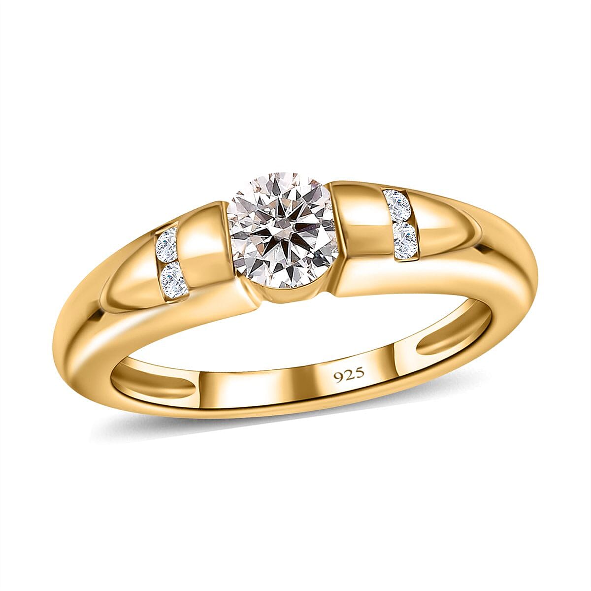 Moissanite 0.50 ctw Ring in 14K YG Over Sterling Silver (Size 11.5)