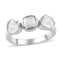 Polki Diamond Ring in Platinum Over Sterling Silver 0.50 ctw