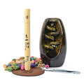 Blue Ceramic Backflow Incense Holder Incense Burner Waterfall with 60 Backflow Incense Cones, 30 Incense Stick, 1p Tweezer and Base (3.93"x3.93"x7.87") - Sticky add to cart bar