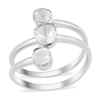 Polki Diamond Ring in Platinum Over Sterling Silver 0.50 ctw