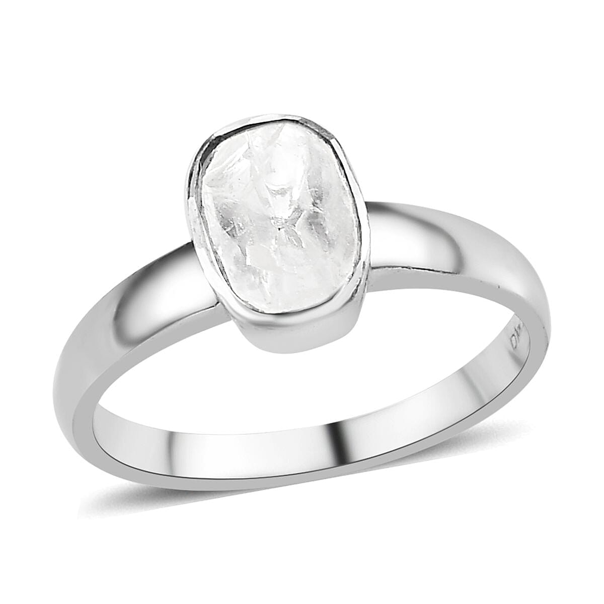 Polki Diamond Solitaire Ring in Platinum Over Sterling Silver 0.25 ctw