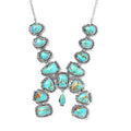 Artisan Crafted Royston Turquoise Squash Blossom Necklace 18 Inches in Sterling Silver 40.80 ctw - Sticky add to cart bar