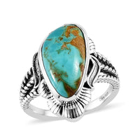 Artisan Crafted Royston Turquoise Solitaire Ring in Sterling Silver 8.65 ctw