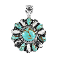Artisan Crafted Royston Turquoise and White Buffalo Pendant in Sterling Silver 16.65 ctw