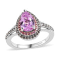AAA Patroke Kunzite and Multi Gemstone Double Halo Ring in Vermeil RG and Platinum Over Sterling Silver (Size 8.0) 2.10 ctw - Sticky add to cart bar
