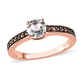 Premium Espirito Santo Aquamarine and Brown Zircon Ring in Vermeil Rose Gold Over Sterling Silver 0.70 ctw - Sticky add to cart bar