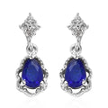 Tanzanian Blue Spinel (DF) and White Zircon Dangle Earrings in Platinum Over Sterling Silver 1.15 ctw - Sticky add to cart bar