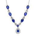 Tanzanian Blue Spinel (DF) and White Zircon Necklace 18 Inches in Platinum Over Sterling Silver 6.50 ctw - Sticky add to cart bar