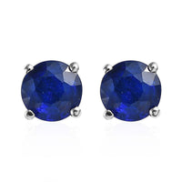 Tanzanian Blue Spinel (DF) Solitaire Stud Earrings in Platinum Over Sterling Silver 1.10 ctw