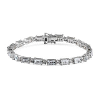 Premium Mangoro Aquamarine and White Zircon Bracelet in Platinum Over Sterling Silver (7.25 In) 14.65 ctw