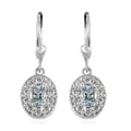 Premium Mangoro Aquamarine and White Zircon Halo Earrings in Platinum Over Sterling Silver 1.85 ctw - Sticky add to cart bar