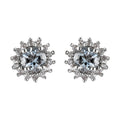 D'Joy Premium Mangoro Aquamarine and White Zircon Sunburst Stud Earrings in Platinum Over Sterling Silver 1.25 ctw - Sticky add to cart bar