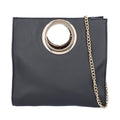 Black Faux Leather Crossbody Bag (10"x3.5"9.5") with Long Chain Strap - Sticky add to cart bar