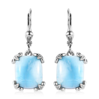Larimar Lever Back Earring in Platinum Over Sterling Silver 11.85 ctw